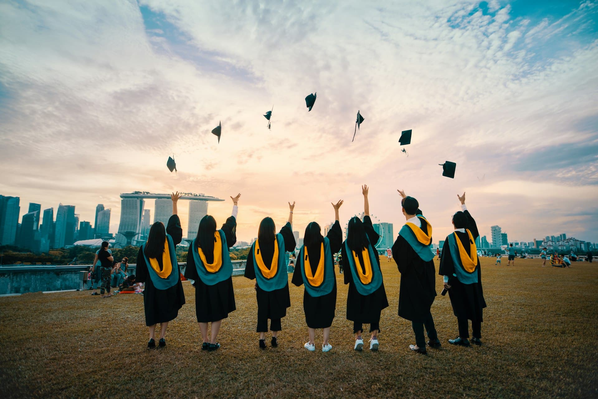 Graduates celebrating at ceremony